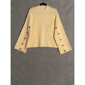 For the Republic Women's Large Wide Sleeve Knit Sweater in Butter NEW
